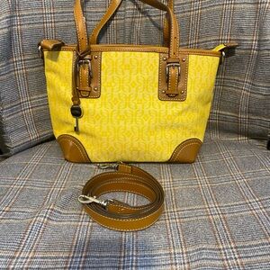 Fossil Yellow and Brown Tote Bag
